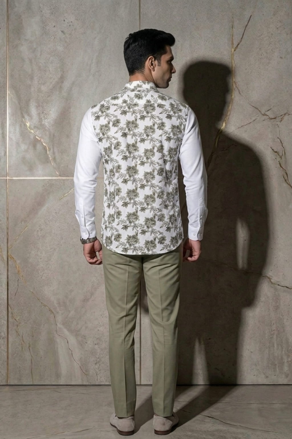 Men’s Colour Block Shirt | Regular Fit – Signature – Printed White - Image 2