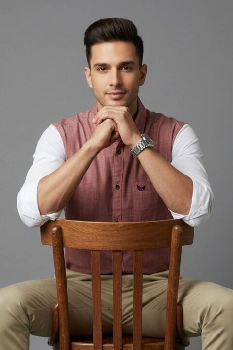 Men’s Colour Block Shirt | Regular Fit – Signature – Textured Rust and White